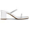 image:imageDREAM PAIRS Sandal Heels for Women Low Square Open Toe Block Chunky Heels Slip On Slides Mules for Party Homecoming DailyShiny Silver