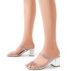image:imageDREAM PAIRS Sandal Heels for Women Low Square Open Toe Block Chunky Heels Slip On Slides Mules for Party Homecoming DailyShiny Silver