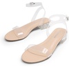 image:imageDREAM PAIRS Women Black White Nude Clear Sandals Low Heel Dressy Sandals Ankle Strap Open Toe Chunky Block Heeled Summer Classic Comfortable Flat Shoes