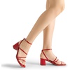 image:imageDREAM PAIRS Womens Block Heels 2 inch Strappy Square Toe Dressy Chunky Low Heeled Sandals for Party Wedding EveningRedpu