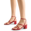 image:imageDREAM PAIRS Womens Block Heels 2 inch Strappy Square Toe Dressy Chunky Low Heeled Sandals for Party Wedding EveningRedpu
