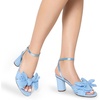 image:imageDREAM PAIRS Womens Bow Knot Heeled Sandals Low Chunky Heels Open Toe Ankle Strap Slingback Dress Shoes for Wedding Bridal PartyBlue