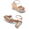 image:imageDREAM PAIRS Womens Bow Knot Heeled Sandals Low Chunky Heels Open Toe Ankle Strap Slingback Dress Shoes for Wedding Bridal PartyChampagne
