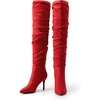 image:imageDREAM PAIRS Womens High Heels Over The Knee Boots Thigh High Pointed Toe Stiletto Long Fall Sexy BootsRedsuede
