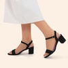 image:imageDREAM PAIRS Womens Low Heels Block Open Toe Ankle Strap Classic Short Chunky Sandals with Buckle for Daily Work Wedding PartyBlacksuede