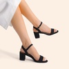 image:imageDREAM PAIRS Womens Low Heels Block Open Toe Ankle Strap Classic Short Chunky Sandals with Buckle for Daily Work Wedding PartyBlacksuede
