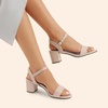 image:imageDREAM PAIRS Womens Low Heels Block Open Toe Ankle Strap Classic Short Chunky Sandals with Buckle for Daily Work Wedding PartyNudesuede