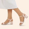 image:imageDREAM PAIRS Womens Low Heels Block Open Toe Ankle Strap Classic Short Chunky Sandals with Buckle for Daily Work Wedding PartyNudesuede