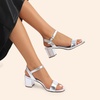 image:imageDREAM PAIRS Womens Low Heels Block Open Toe Ankle Strap Classic Short Chunky Sandals with Buckle for Daily Work Wedding PartySilvermetallic