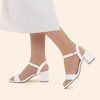 image:imageDREAM PAIRS Womens Low Heels Block Open Toe Ankle Strap Classic Short Chunky Sandals with Buckle for Daily Work Wedding PartyWhitepu