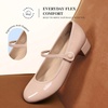 image:imageDREAM PAIRS Womens Mary Jane Chunky Low Heels Comfortable Slip on Dress Shoes for Women Closed Round Toe Casual Cute Work Pumps Flats ShoesNude
