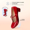 image:imageDREAM PAIRS Womens Mary Jane Chunky Low Heels Comfortable Slip on Dress Shoes for Women Closed Round Toe Casual Cute Work Pumps Flats ShoesRed