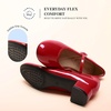 image:imageDREAM PAIRS Womens Mary Jane Chunky Low Heels Comfortable Slip on Dress Shoes for Women Closed Round Toe Casual Cute Work Pumps Flats ShoesRed