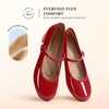 image:imageDREAM PAIRS Womens Mary Jane Chunky Low Heels Comfortable Slip on Dress Shoes for Women Closed Round Toe Casual Cute Work Pumps Flats ShoesRed