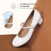 image:imageDREAM PAIRS Womens Mary Jane Chunky Low Heels Comfortable Slip on Dress Shoes for Women Closed Round Toe Casual Cute Work Pumps Flats ShoesWhite