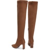 image:imageDREAM PAIRS Womens Over The Knee Stretch Thigh High Boots Chunky High Heels Pointed Toe Long Fall BootsBrownsuede