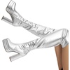 image:imageDREAM PAIRS Womens Platform Over The Knee Thigh High Boots Chunky High Heels Square Toe Long Fall Y2K Gogo BootsSilver