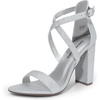 image:imageDREAM PAIRS 4 inch High Heels for Women Chunky Block Cross Strap Open Toe Dress Sandals for Wedding Bridal Evening Homecoming PromSilver