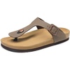 image:imageDREAM PAIRS Arch Support Thong Sandals for Women Casual Leather Flip Flops Dressy Slides with Soft Cork Footbed Adjustable Strap for Summer Beach VacationBrown