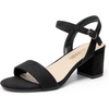 image:imageDREAM PAIRS Womens Low Heels Block Open Toe Ankle Strap Classic Short Chunky Sandals with Buckle for Daily Work Wedding PartyBlacksuede