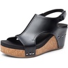 image:imageDREAM PAIRS Womens Platform Wedge Sandals Comfortable PeepToe Cork Casual amp Dressy Summer Lightweight Shoes For All Day WearBlack