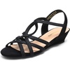 image:imageDREAM PAIRS Womens Strappy Wrapped Dressy Wedge Sandals Comfortable Low Heel Casual Summer ShoesBlack