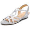 image:imageDREAM PAIRS Womens Strappy Wrapped Dressy Wedge Sandals Comfortable Low Heel Casual Summer ShoesSilver