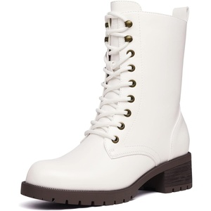 image:imageDREAM PAIRS Laceup Combat Boots Midcalf Military Winter Boot for WomenWhitePu
