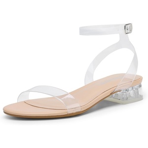 image:imageDREAM PAIRS Women Black White Nude Clear Sandals Low Heel Dressy Sandals Ankle Strap Open Toe Chunky Block Heeled Summer Classic Comfortable Flat Shoes