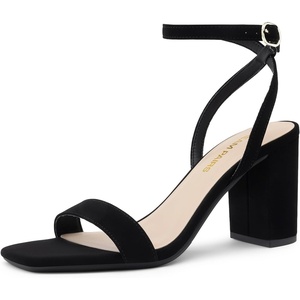 image:imageDREAM PAIRS Womens Chunky Heels Square Open Toe Ankle Buckle Strappy Block Heeled Sandals for Party Wedding DailyBlacknubuck