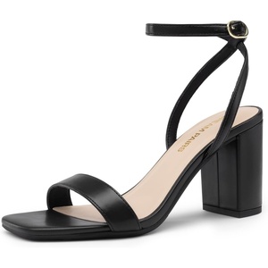 image:imageDREAM PAIRS Womens Chunky Heels Square Open Toe Ankle Buckle Strappy Block Heeled Sandals for Party Wedding DailyBlackpu