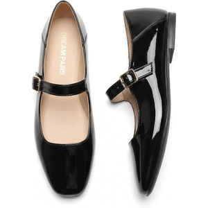 image:imageDREAM PAIRS Womens Flats Square Toe Mary Jane Flats Comfortable Casual Dress Shoes Ballet Flats with Buckle Strap Casual Work Office Mary Jane ShoesBlackpat