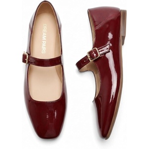 image:imageDREAM PAIRS Womens Flats Square Toe Mary Jane Flats Comfortable Casual Dress Shoes Ballet Flats with Buckle Strap Casual Work Office Mary Jane ShoesBurgundy