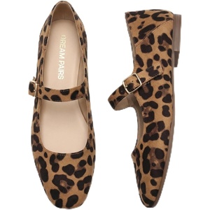 image:imageDREAM PAIRS Womens Flats Square Toe Mary Jane Flats Comfortable Casual Dress Shoes Ballet Flats with Buckle Strap Casual Work Office Mary Jane ShoesLeopard