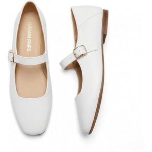 image:imageDREAM PAIRS Womens Flats Square Toe Mary Jane Flats Comfortable Casual Dress Shoes Ballet Flats with Buckle Strap Casual Work Office Mary Jane ShoesWhite