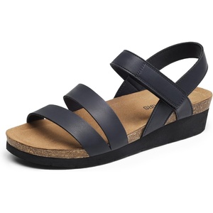 image:imageDREAM PAIRS Womens Low Heel Wedge Sandals RoundToe Comfortable Casual Flatform Dress Shoes with Arch SupportNavy