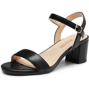 image:imageDREAM PAIRS Womens Low Heels Block Open Toe Ankle Strap Classic Short Chunky Sandals with Buckle for Daily Work Wedding PartyBlackpu