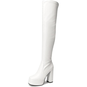 image:imageDREAM PAIRS Womens Platform Over The Knee Thigh High Boots Chunky High Heels Square Toe Long Fall Y2K Gogo BootsWhite