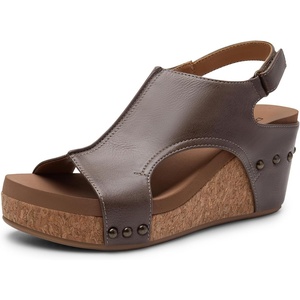 image:imageDREAM PAIRS Womens Platform Wedge Sandals Comfortable PeepToe Cork Casual amp Dressy Summer Lightweight Shoes For All Day WearBrown