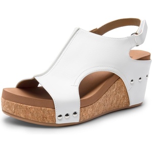 image:imageDREAM PAIRS Womens Platform Wedge Sandals Comfortable PeepToe Cork Casual amp Dressy Summer Lightweight Shoes For All Day WearWhite