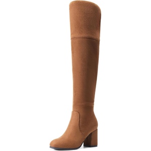 image:imageDREAM PAIRS Womens Thigh High Block Heel Over The Knee BootsBrownsuede