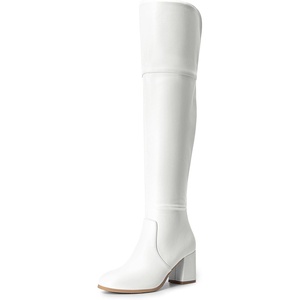 image:imageDREAM PAIRS Womens Thigh High Block Heel Over The Knee BootsWhitepu