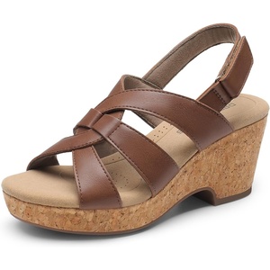 image:imageDREAM PAIRS Womens Wedge Sandals Comfortable Open Toe Platform Casual Dressy Cork Summer Dress ShoesBrown