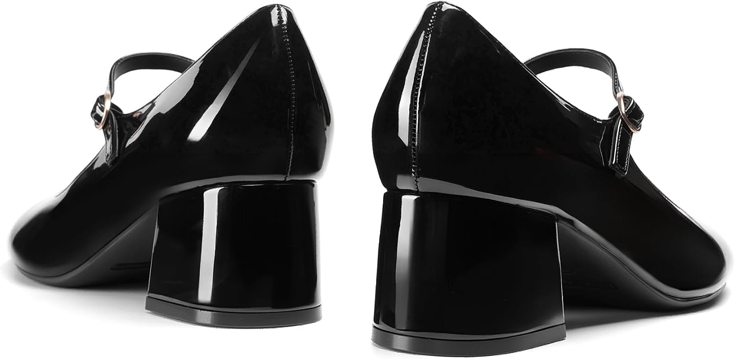 image:imageDREAM PAIRS Womens Mary Jane Shoes Chunky Block Short Heels 217 Closed Round Toe Vintage Wedding Shoes Comfort Dress Pump Shoes for Daily LifeBlack