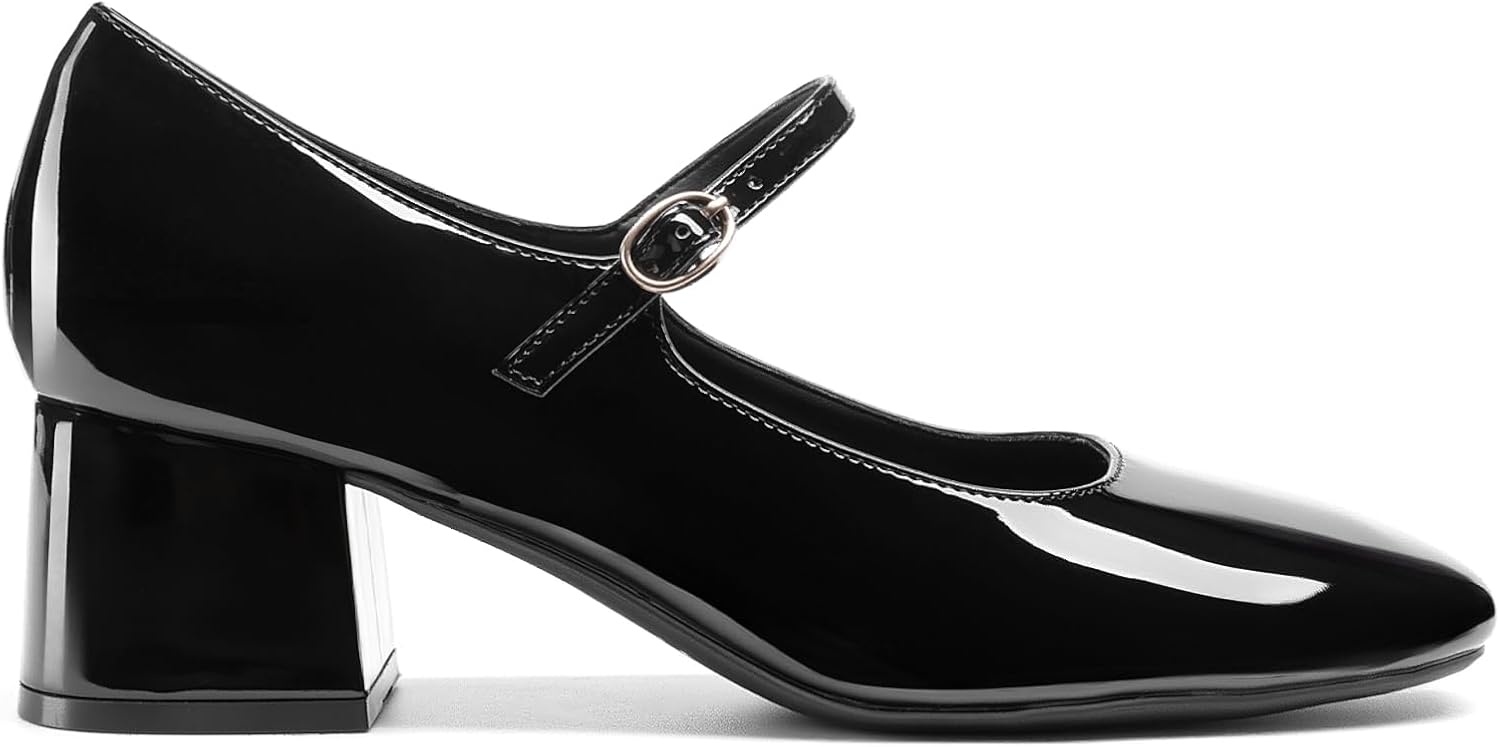 image:imageDREAM PAIRS Womens Mary Jane Shoes Chunky Block Short Heels 217 Closed Round Toe Vintage Wedding Shoes Comfort Dress Pump Shoes for Daily LifeBlack