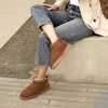 image:imageDREAM PAIRS Ankle Winter Mini Boots for Women Genuine Suede Faux Fur Lining Water Resistant Warm Snow Boots Slip On Memory Foam Comfort Booties FuzzyClassicChestnut