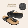 image:imageDREAM PAIRS Arch Support Thong Sandals for Women Casual Leather Flip Flops Dressy Slides with Soft Cork Footbed Adjustable Strap for Summer Beach VacationBlack