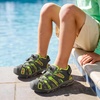 image:imageDREAM PAIRS Boys Girls Summer Outdoor Athletic Sport Sandals Walking Water Hiking Hook and Loop Adjustable Multicolor for ToddlerLittleBig KidsGreyNeonGreen