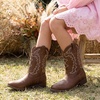 image:imageDREAM PAIRS Cowgirl Cowboy Western Boots Girls Mid Calf Riding Shoes Little KidBig KidTan
