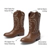 image:imageDREAM PAIRS Cowgirl Cowboy Western Boots Girls Mid Calf Riding Shoes Little KidBig KidTan